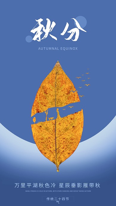 简约创意秋分摄影图手机海报