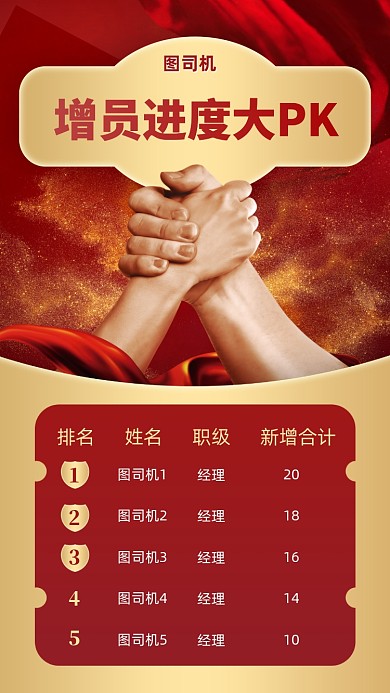 企业增员进度大PK创意手机海报