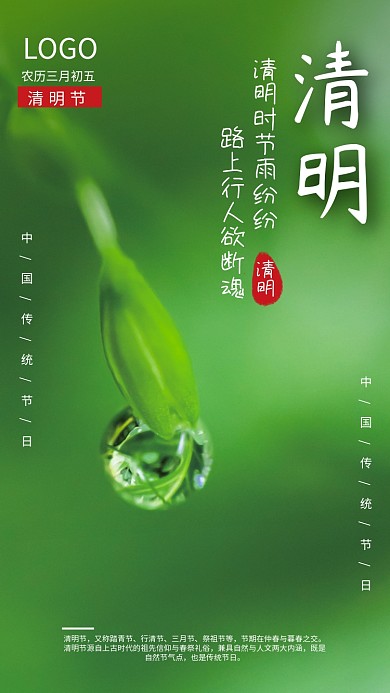 简约传统节日清明节摄影图海报