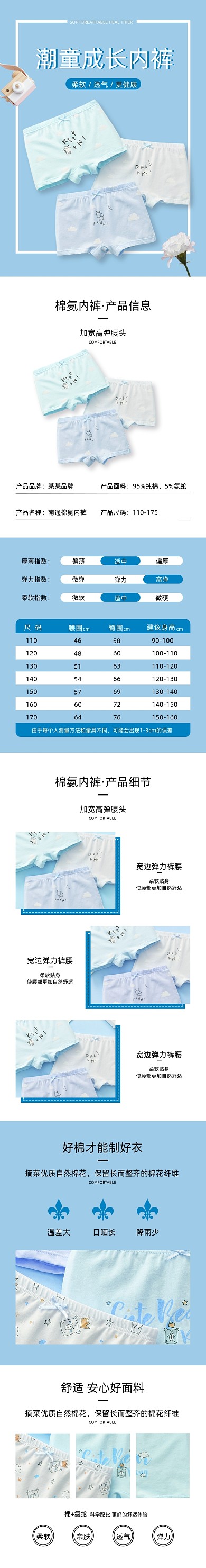 儿童内裤棉氨内裤母婴亲子详情页
