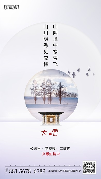 大雪节气简约手机海报