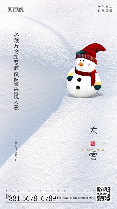 大雪节气简约手机海报