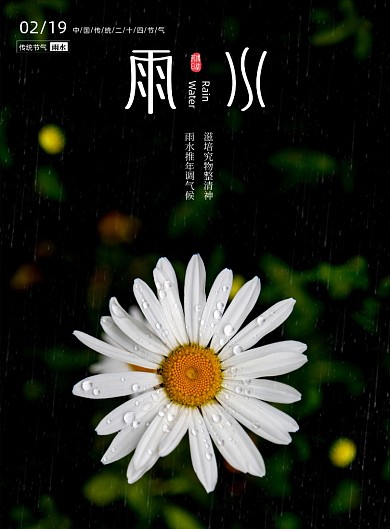 黑色大气企业雨水节气海报