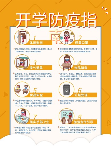 原创开学防疫指南校园复课海报