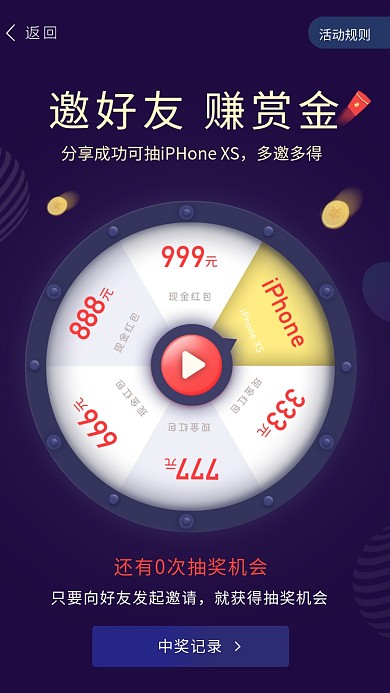 创意邀请好友赚赏金大转盘抽奖海报