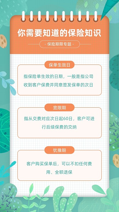 保险理财知识科普清新简约插画手机海报