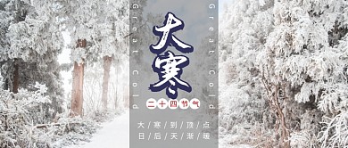 白色唯美雪景自然大雪雾凇寒冷节气大寒微信公众号素材图片