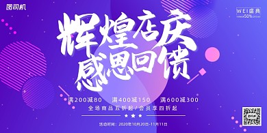 促销大气辉煌店庆感恩回馈折扣活动展板