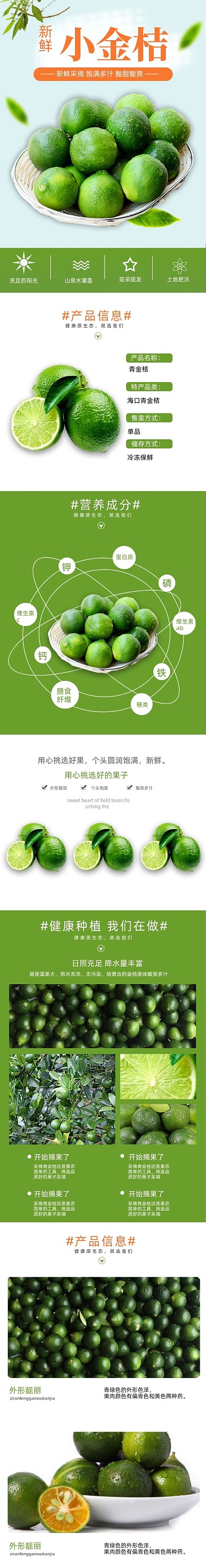 青金桔详情页电商淘宝绿色时尚简约大气
