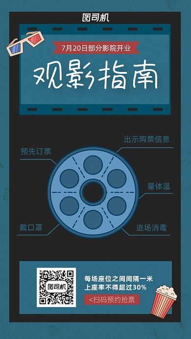 暑期电影院观影指南宣传手机海报