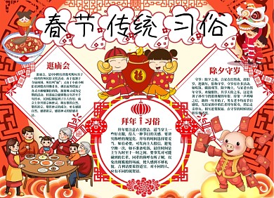 春节文化民间习俗小报