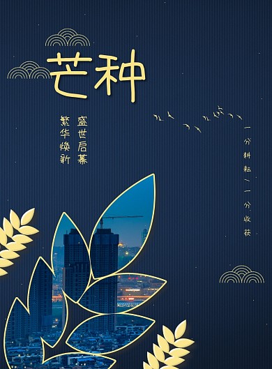 大气二十四节气芒种地产海报