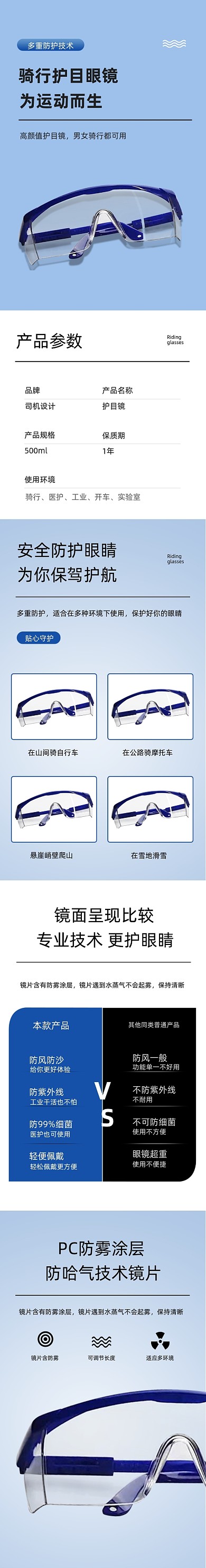 时尚眼镜医用护目镜详情页