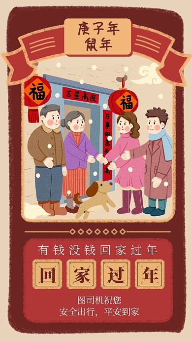 鼠年新春祝福平安出行海报