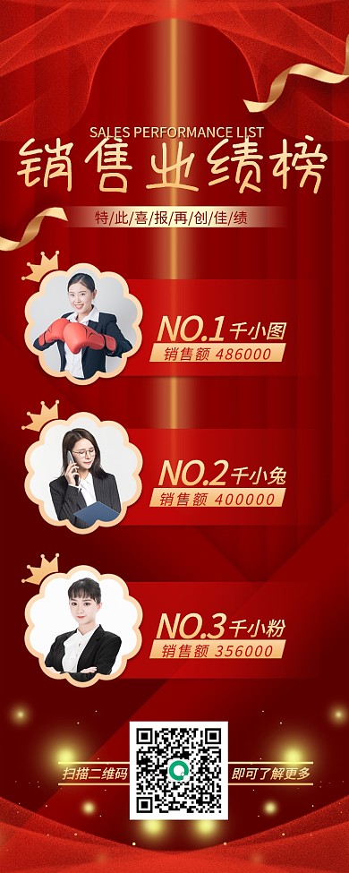 房地产销售业绩榜单红色渐变喜庆商务