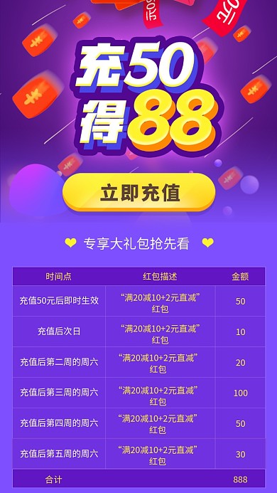 紫色创意充值活动海报