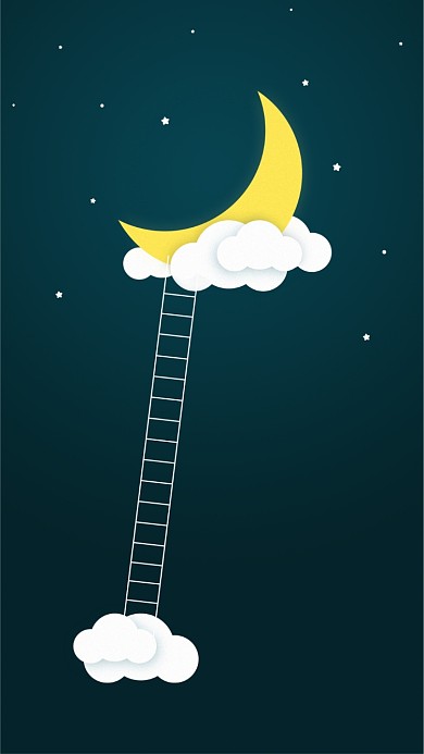 月亮插画晚安手机壁纸