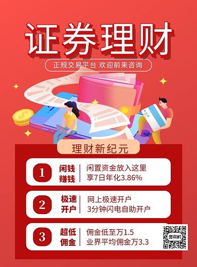 红色简约证券理财金融宣传海报