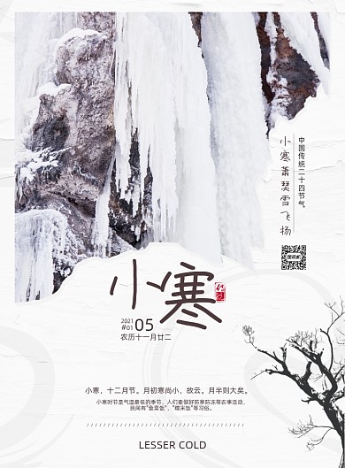 小寒节气简约印刷海报
