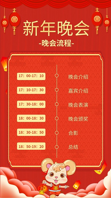 年底新年春节晚会流程图海报