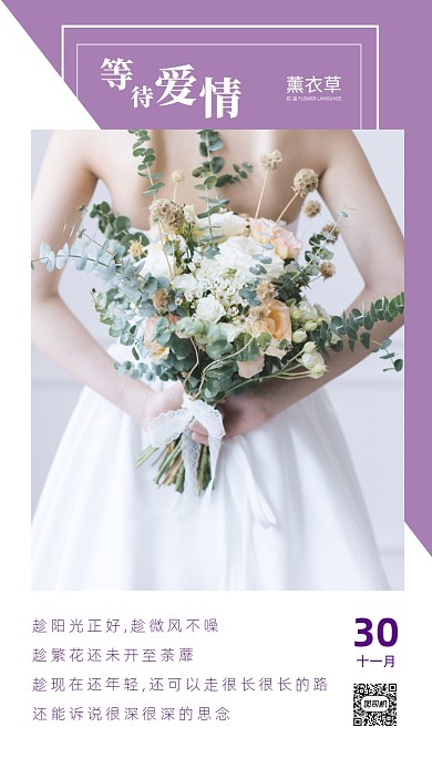 薰衣草婚礼情感简约日签月签