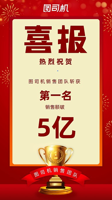 喜报销售团队大红色喜报宣传手机海报