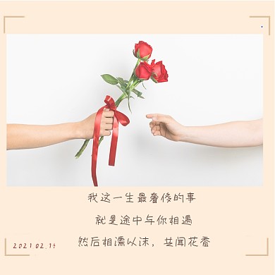 情人节文艺玫瑰花情话情书方形配图