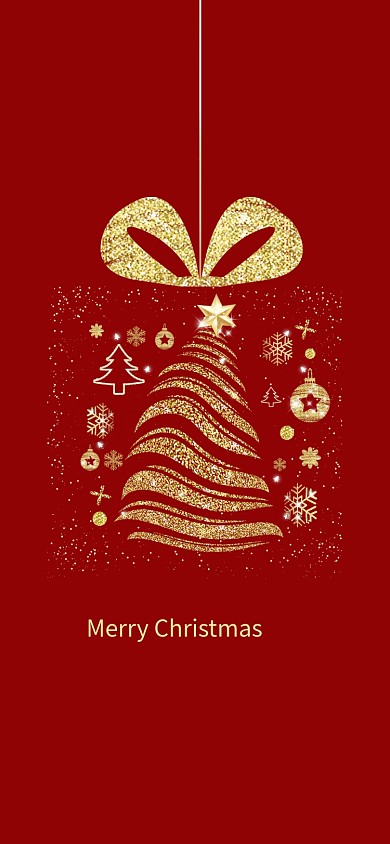 圣诞礼物创意鎏金红色手机壁纸