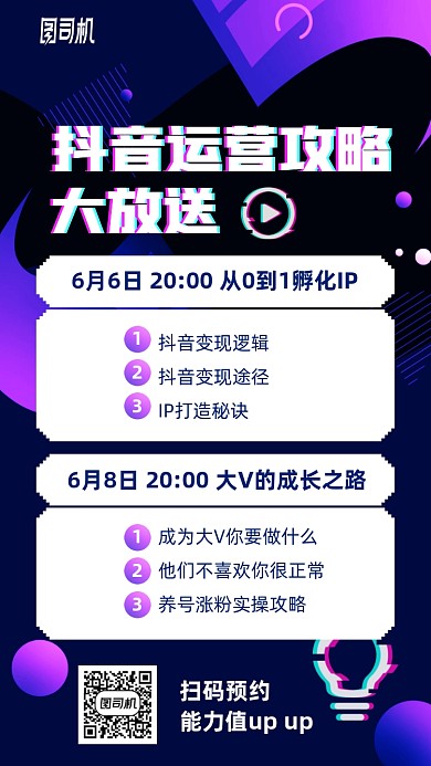 时尚科技抖音运营攻略手机海报