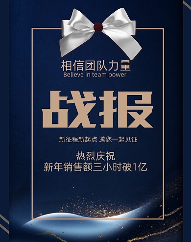 新年销售战报海报