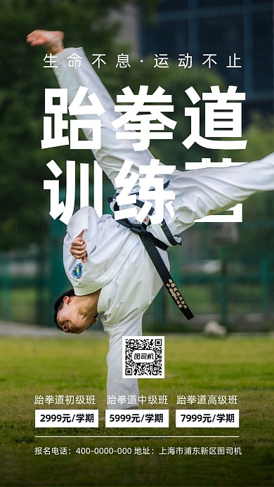 简约风跆拳道海报