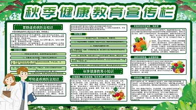 绿色清新秋季健康教育卫生小知识宣传栏展板