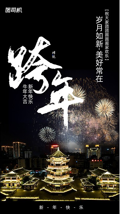 新年快乐贺卡手机海报