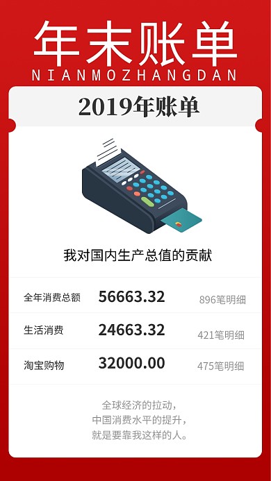 大气红色年末账单海报