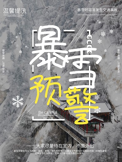 暴雪预警天气的防范措施宣传海报