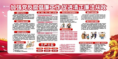 反腐倡廉党风廉政红色党建风展板