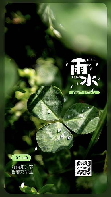 雨水节气手机海报