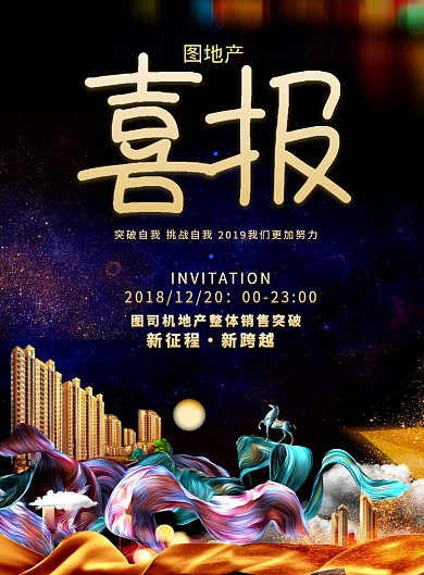 大气地产企业盛典喜报印刷海报