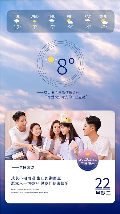 天气预报生日快乐手机海报