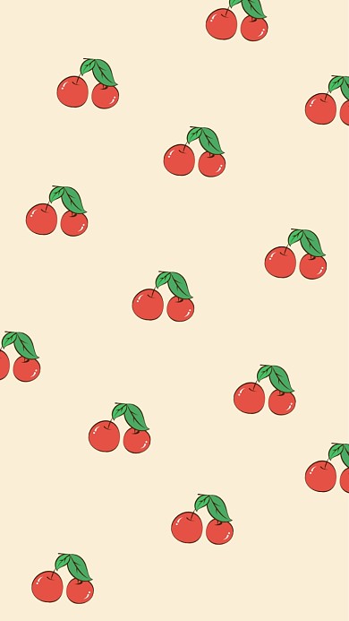 樱桃插画平铺手机壁纸