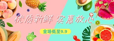 清新水果生鲜优惠促销海报