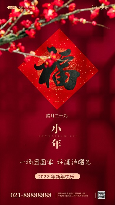 新春快乐小年摄影图手机海报