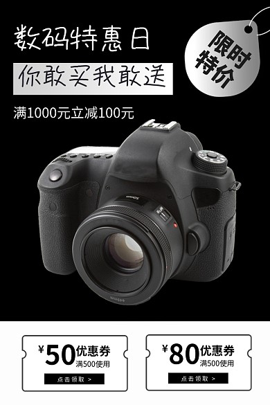 科技产品相机单反优惠券电商主图
