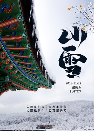 简约大气传统二十四节气小雪海报