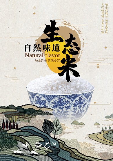 创意时尚手绘生态米海报