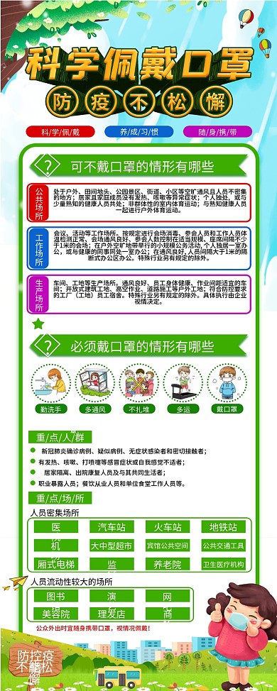 科学戴口罩防控疫情指南内容展架