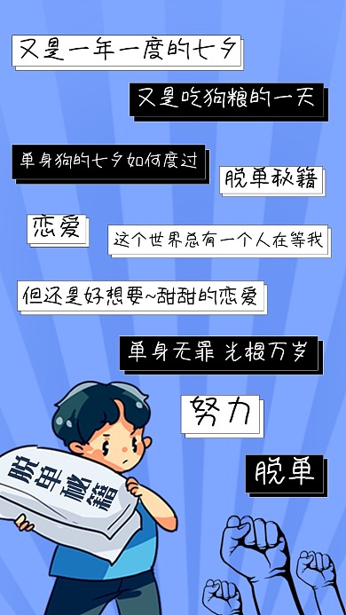 蓝色创意搞笑七夕文章配图