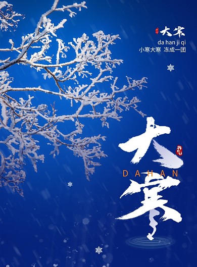 大气冬季大寒节气海报