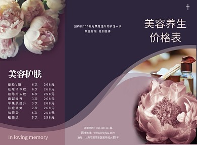 美容养生价格表三折页模板