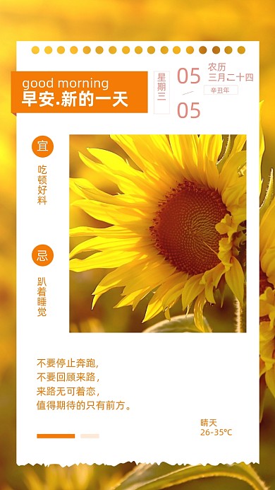 早安向日葵时尚简约摄影图海报